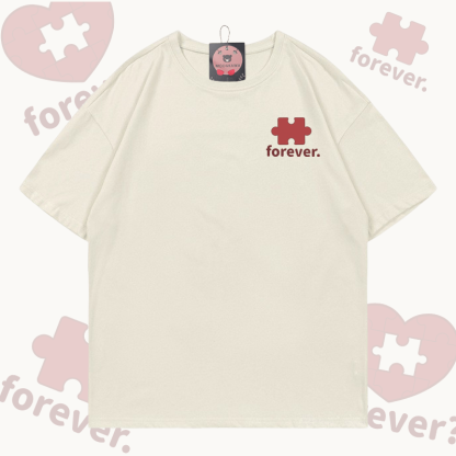 MODAKAWA FOREVER Puzzle Heart Grafik-T-Shirt - Beige B - 5XL - image 5