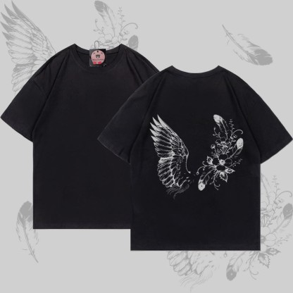MODAKAWA Flower Bird Grafik-T-Shirt - Black - 5XL - image 4