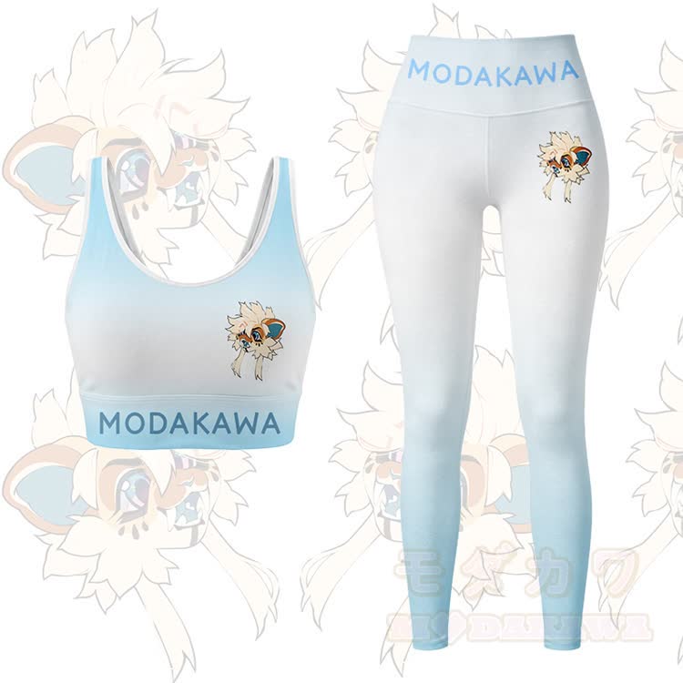 MODAKAWA X TiramisuRat Fluffy Rat Graphic Gradient Sport-BH-Top Leggings passendes Outfit - Blaues Set - 5XL - image 11