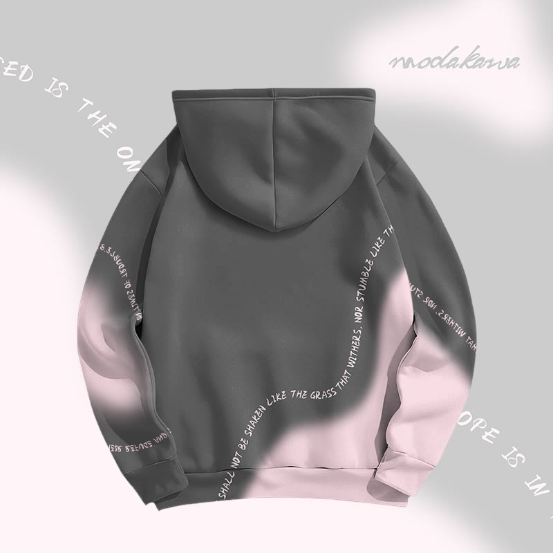MODAKAWA Pullover-Hoodie mit Farbverlauf und Allover-Print mit Buchstabengrafik - image 3