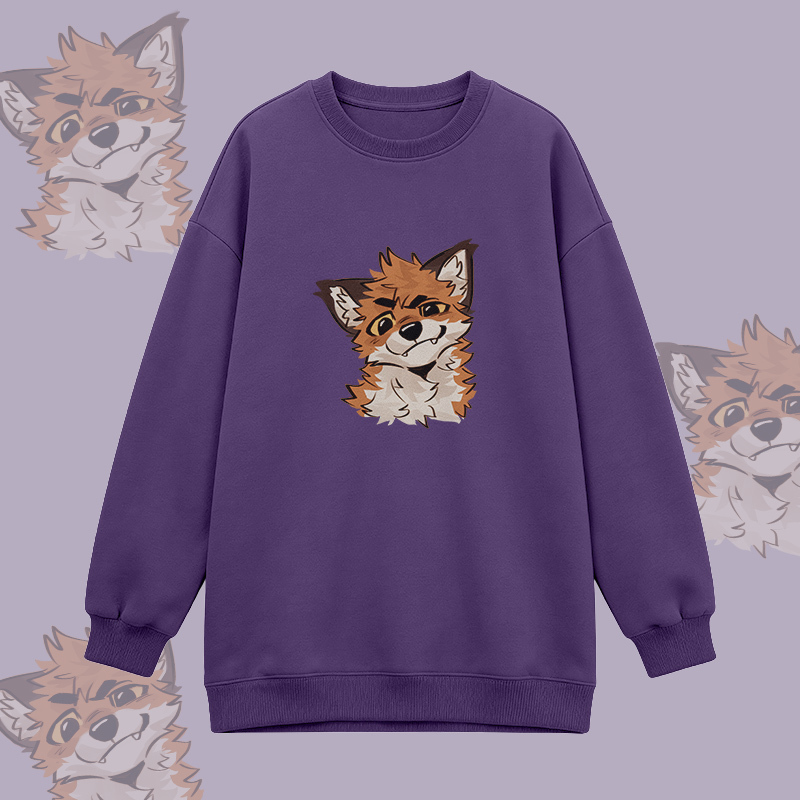 MODAKAWA X atka Fox Graphic Oversized Crewneck Sweatshirt - Purple - 3XL - image 4