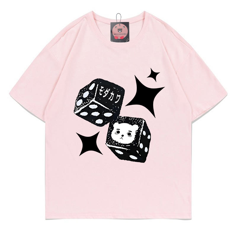Die Star Bear Letter Print Modakawa T-Shirt - Pink - 5XL - image 3