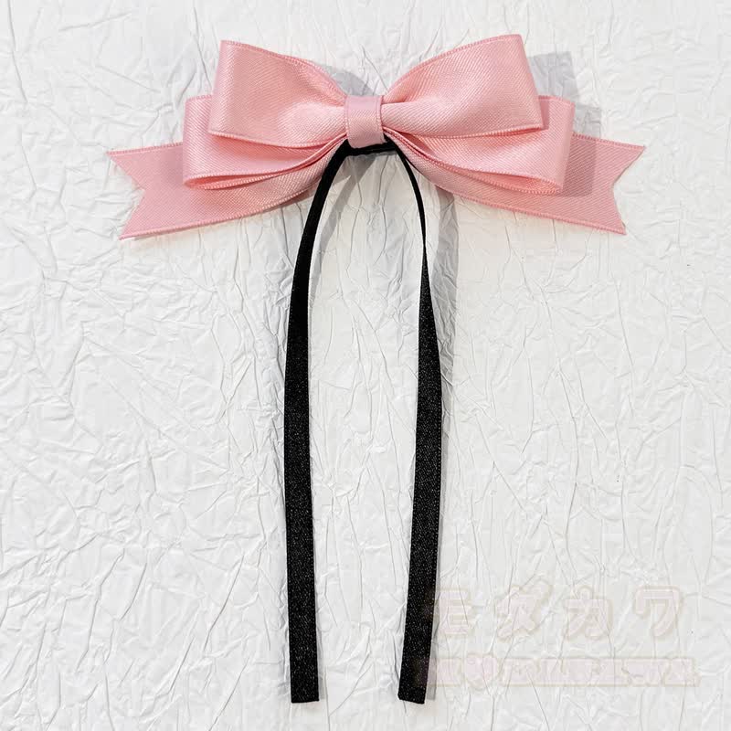 Lolita-Mode Gothic Pink Lace Long Streamer Bow Hair Accessories - B - image 4