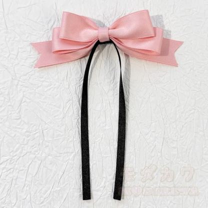 Lolita-Mode Gothic Pink Lace Long Streamer Bow Hair Accessories - B - image 4