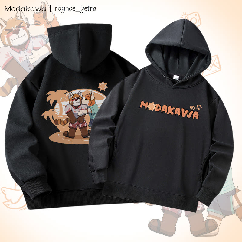 MODAKAWA X roynce_yetra Anderson Kisses Felipe Grafik-Baumwollhoodie mit Seitentaschen - Black B - 4XL - image 2