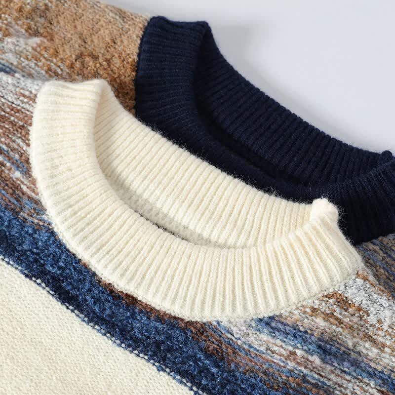 Zweiteiliges Set: Gestreifter Strickpullover und fleecegefütterte Hose - image 7