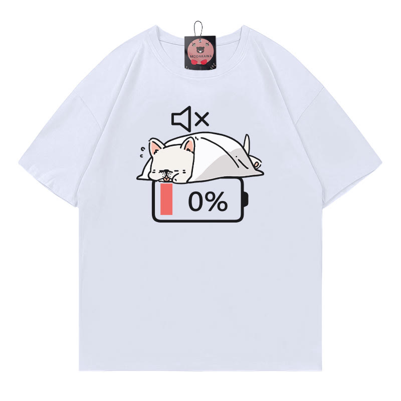 T-Shirt mit 0 % Akku und stummem Welpenmotiv - White - 5XL - image 3
