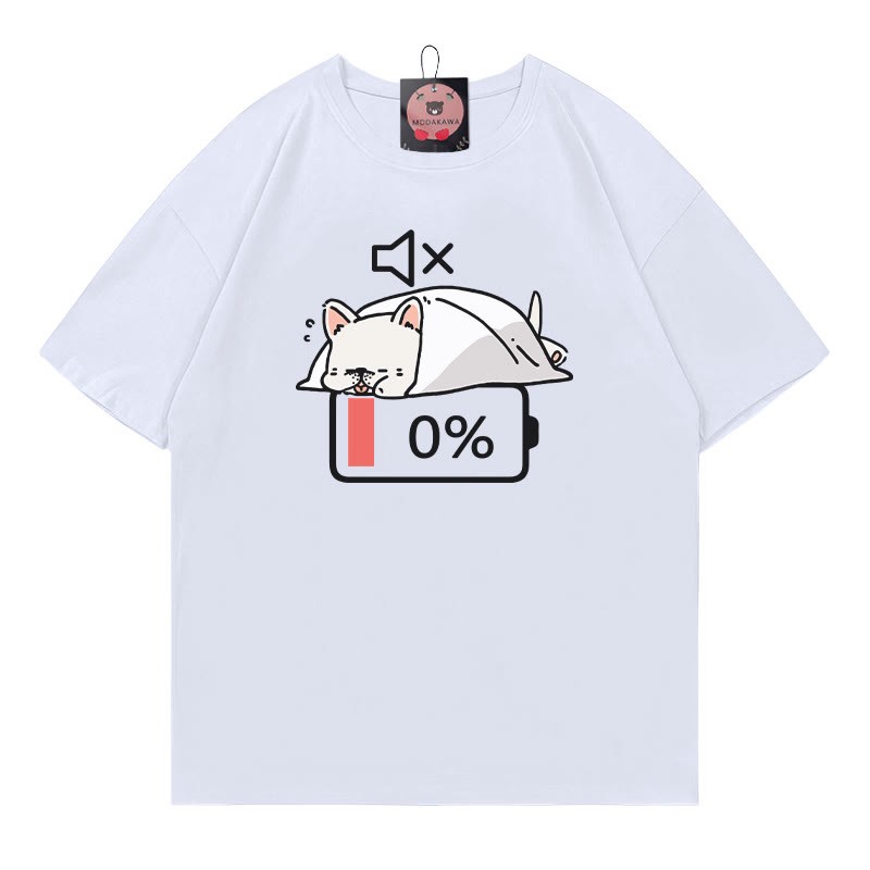 T-Shirt mit 0 % Akku und stummem Welpenmotiv - White - 5XL - image 3