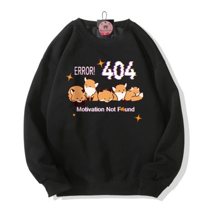 ERROR 404: MOTIVATION NICHT GEFUNDEN: Sweatshirt mit Fuchsprint und Rundhalsausschnitt - Black - 5XL - image 3