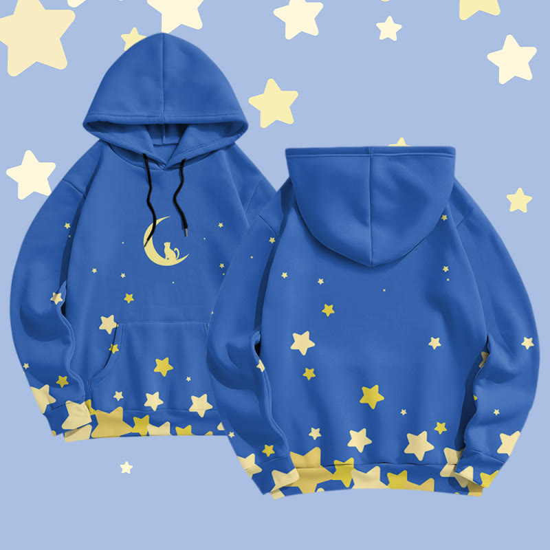 MODAKAWA Pullover-Hoodie mit Sternen- und Mondgrafik-Allover-Print - Dark Blue - 8XL - image 2