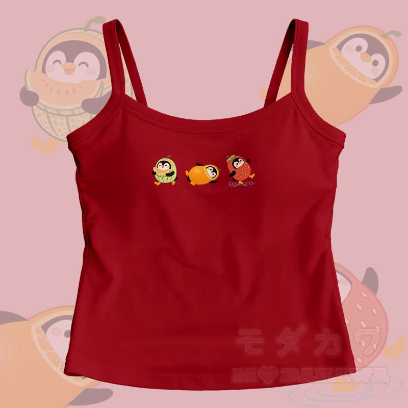Modakawa Cami Top mit Fruchtpinguin-Grafik - Rot - One Size - image 4