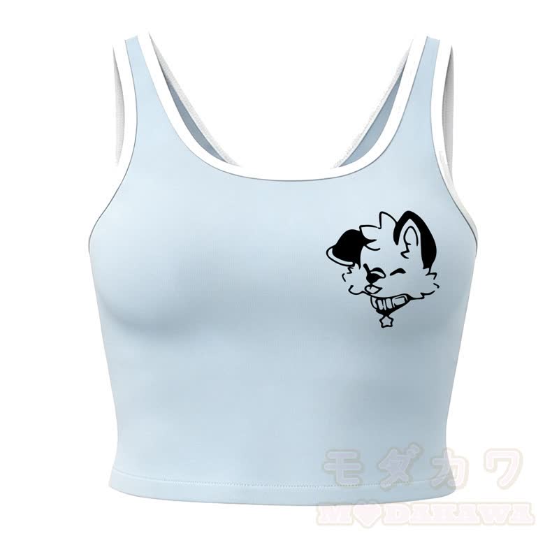 MODAKAWA X popipeko Hundeprint Cami Top Split Skort Zweiteiliges Set - Blaues Oberteil - 2XL - image 13