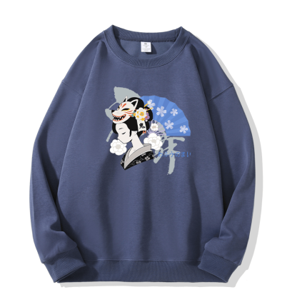 Sweatshirt mit Fuchsmaske-Grafik und Rundhalsausschnitt - Lavender Blue - 5XL - image 4