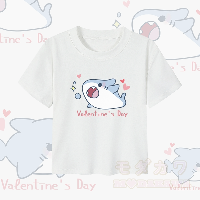 MODAKAWA Fröhlicher Hai Grafik Paar Top - Crop-Top - Weiß - 5XL - image 5