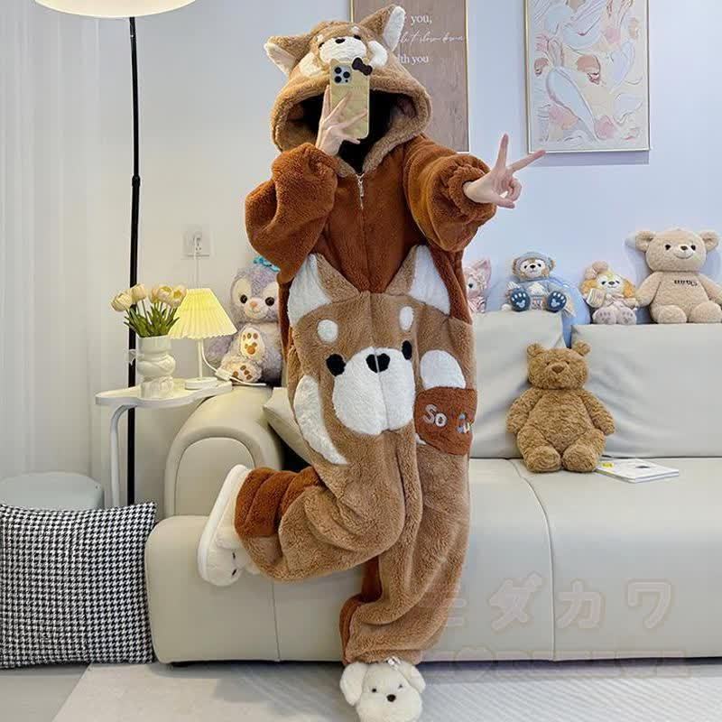 Roter Panda Plüsch-Kapuzen-Einteiler-Schlafanzug - image 4