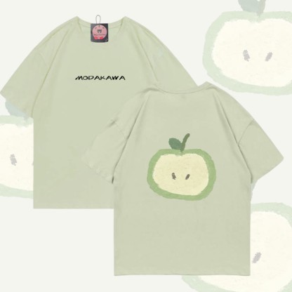 Modakawa Baumwoll-T-Shirt mit grünem Apfel-Motiv - Green - 5XL - image 2