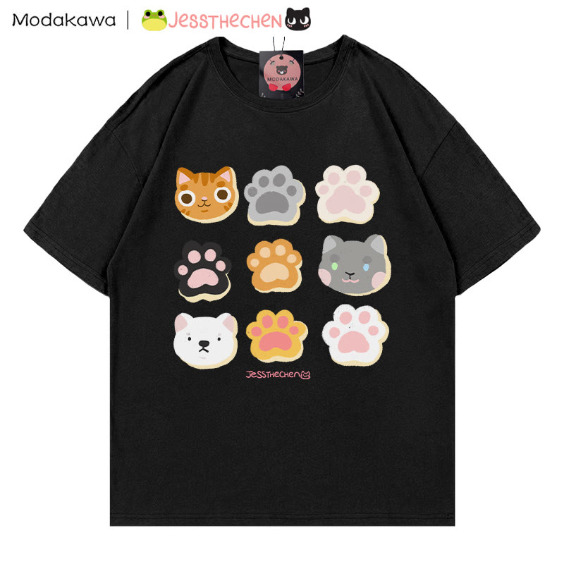 MODAKAWA X jessthechen Kitty Paw Print T-Shirt - Black - 5XL - image 3