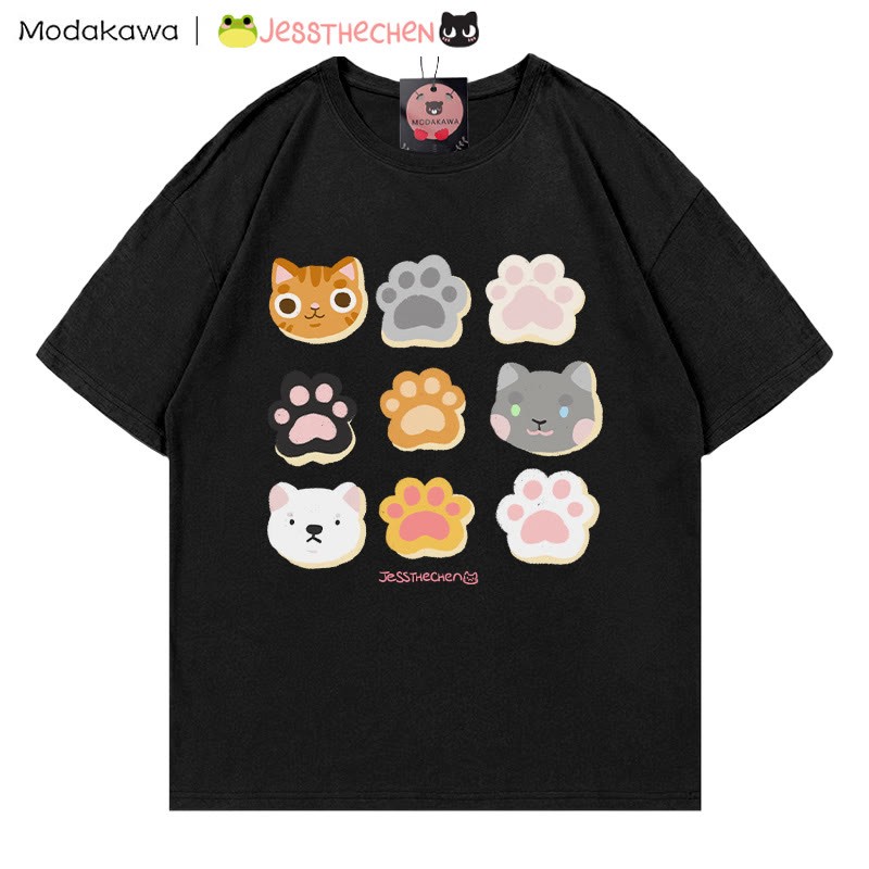 MODAKAWA X jessthechen Kitty Paw Print T-Shirt - Black - 5XL - image 3