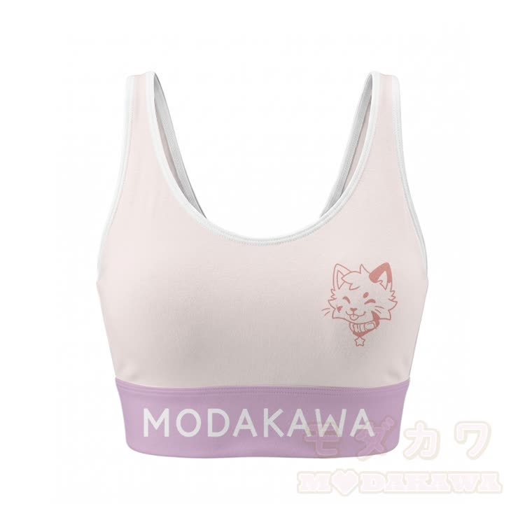 Zunge-raus-Kitty-Grafik-Crop-Tanktop, Sporttop, Schlaghose, Modakawa-Partnerlook - Rosa Top - 2XL - image 4