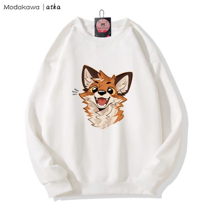 MODAKAWA X atka Cheerful Fox Graphic Rundhals-Sweatshirt - White - 5XL - image 4