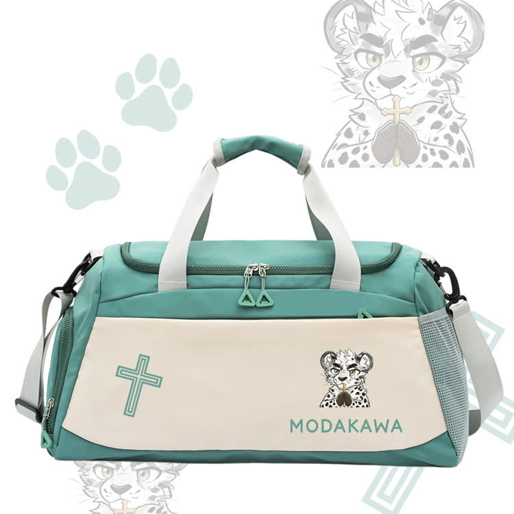 Modakawa Sporttasche mit großem Fassungsvermögen und Leopardenmotiv, die ein Kreuz hält - Green - 55*28*26 cm - image 3