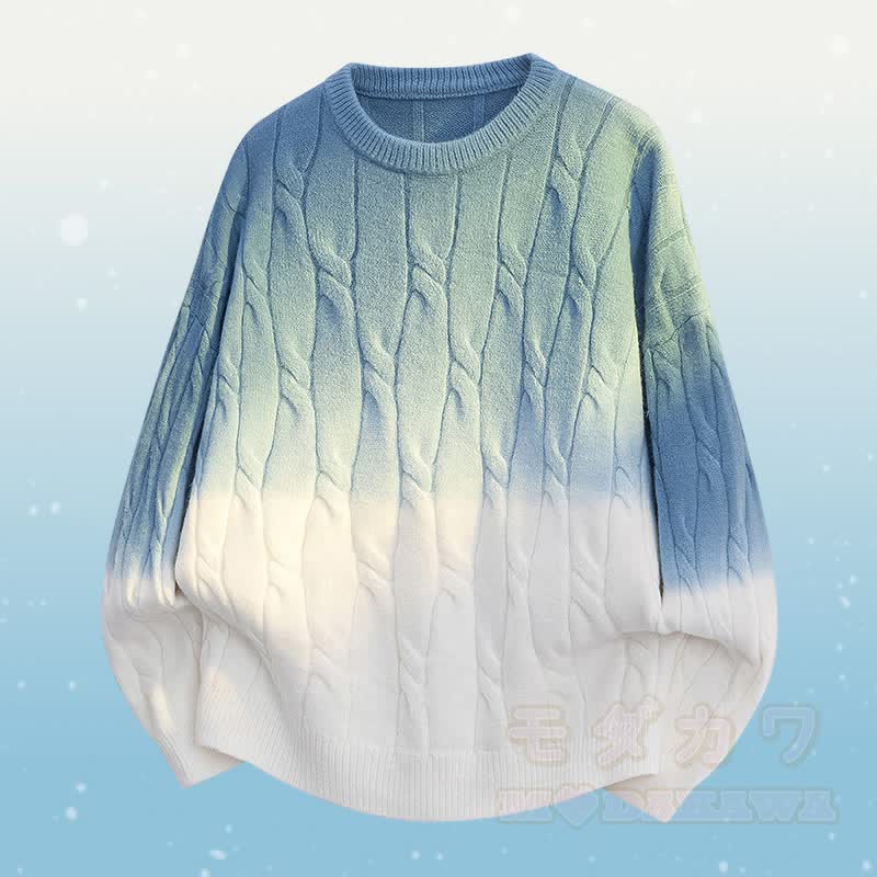 Zweiteiliger Strickpullover mit Farbverlauf und Taschen - Blauer Pullover - 3XL - image 7