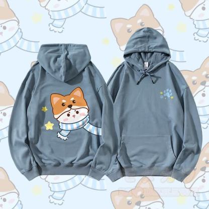 MODAKAWA Schal mit Katzenmotiv, Partner-Hoodie - Staubiges Blau - 5XL - image 4