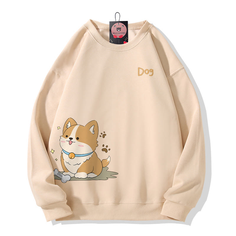 Sweatshirt mit fröhlichem Welpenmotiv und Rundhalsausschnitt - Apricot - 5XL - image 4