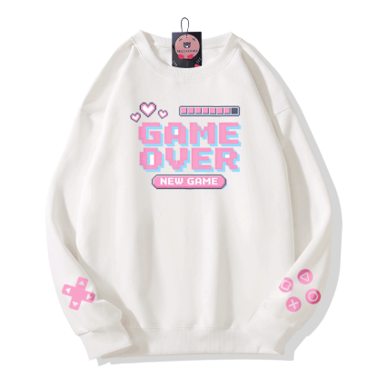 GAME OVER Grafik Modakawa Sweatshirt - White - 5XL - image 3