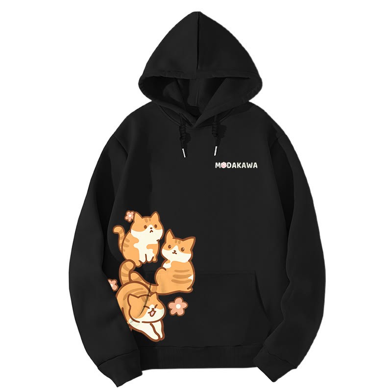 Modakawa Kapuzenpullover mit Farbverlauf und Katzenmotiv (Buchstabenprint) - Black - 5XL - image 8