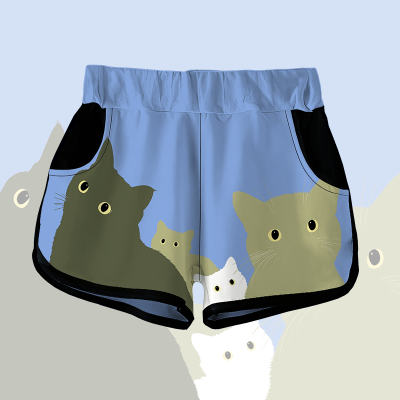 MODAKAWA Curious Cat Grafik-Shorts - Blue - 5XL - image 3