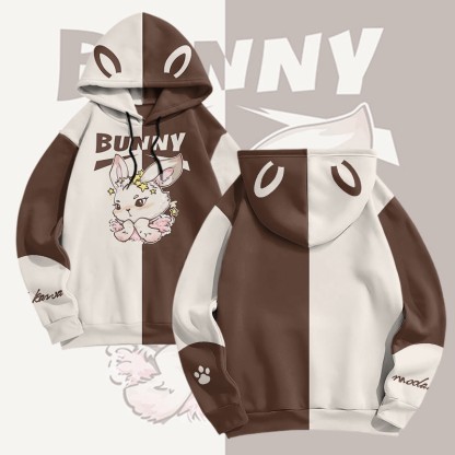 MODAKAWA Pullover-Hoodie mit Sternenhasen-Grafik-Allover-Print - Brown - 6XL - image 3