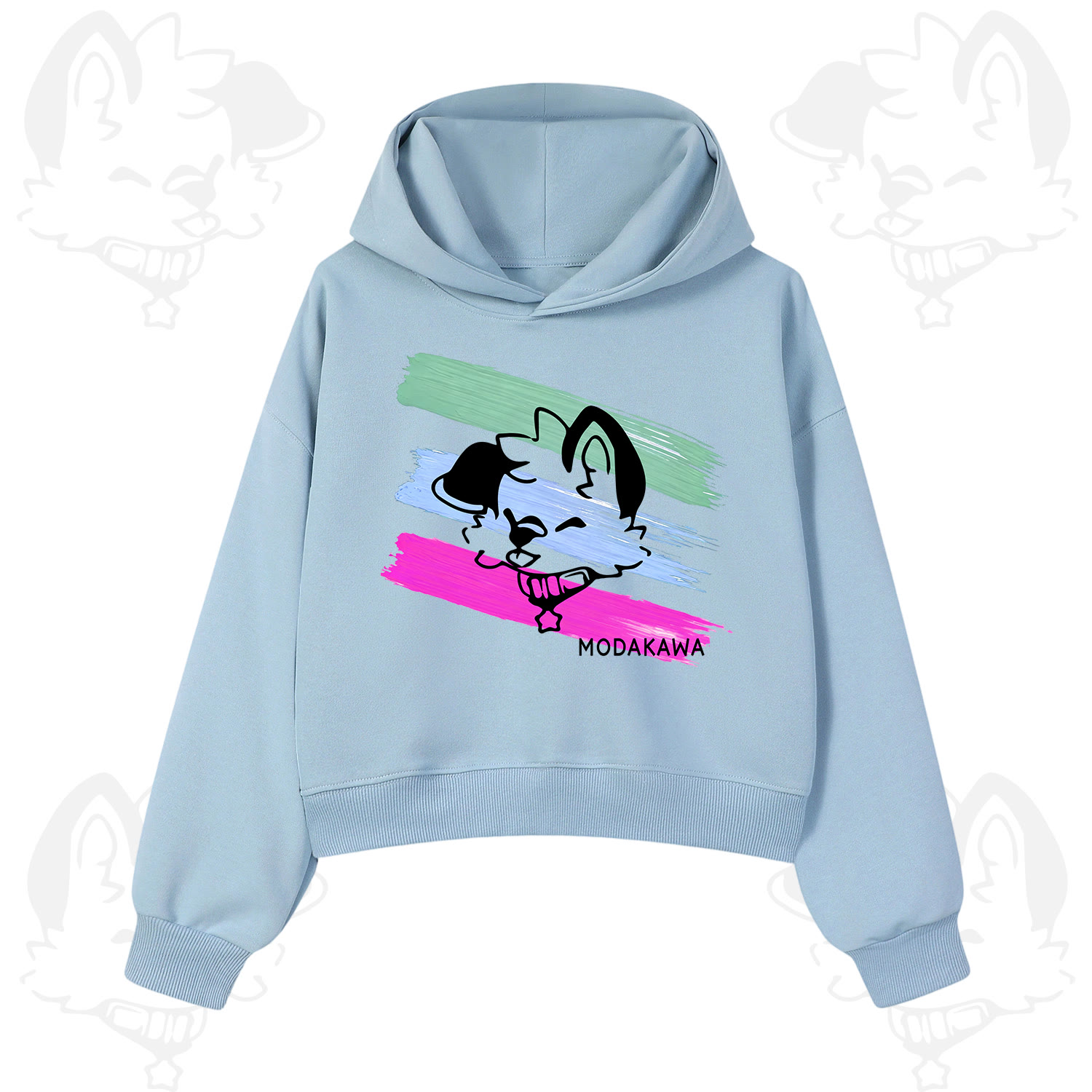 MODAKAWA X popipeko Buntes Hoodie-Sweatshirt mit niedlichem Welpenprint - Blau - 3XL - image 10