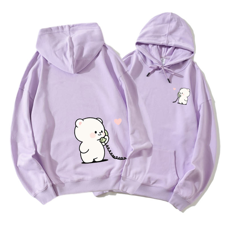 Bär und Hase telefonieren – Partner-Hoodie mit Grafik – Partnerlook - Purple A - 5XL - image 8