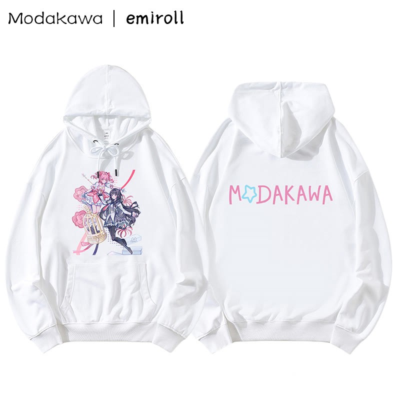 MODAKAWA X emiroll – Lockerer Hoodie mit Madoka-Homura-Print - White B - 5XL - image 9