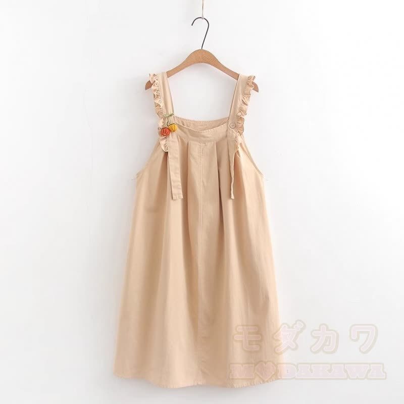 College-Stil Kurzarm-Hemdkleid mit Trägern, zweiteiliges Set - Khaki Kleid A - XL - image 14