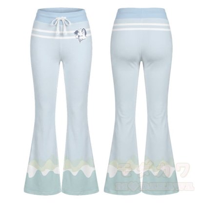 MODAKAWA X popipeko Puppy Graphic Crop Tank Top Sport Top Flare Pants Matching Outfit - Blaue Hose - 2XL - image 10
