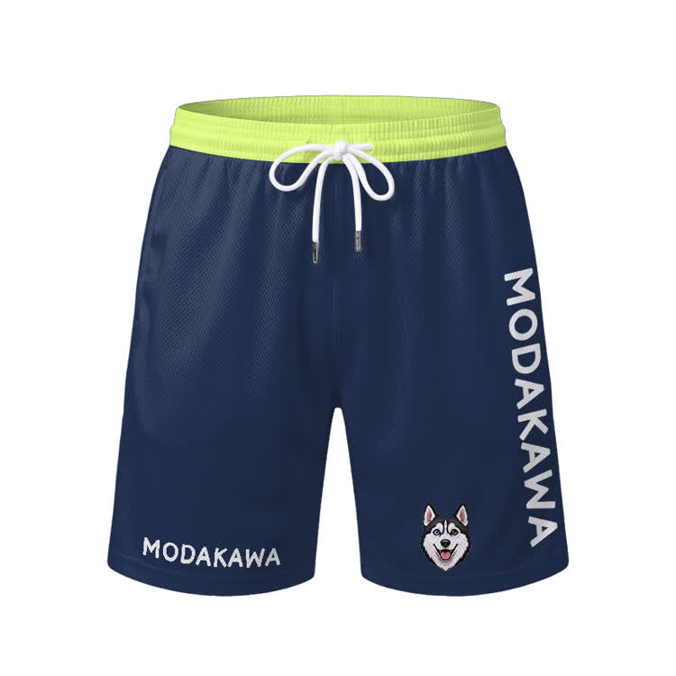 Sport-T-Shirt mit Husky-Motiv, Shorts mit Kordelzug, Modakawa-Partnerlook - Blue Shorts - 5XL - image 8