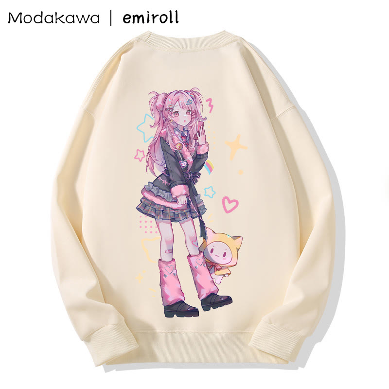 MODAKAWA X emiroll Nikki Print Rundhals-Sweatshirt - Apricot - 5XL - image 3