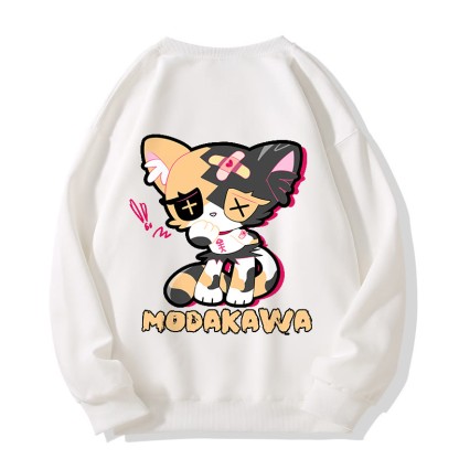 Sad Kitty Grafik Dunkle Ästhetik Unisex Streetwear Sweatshirt - White - 5XL - image 5