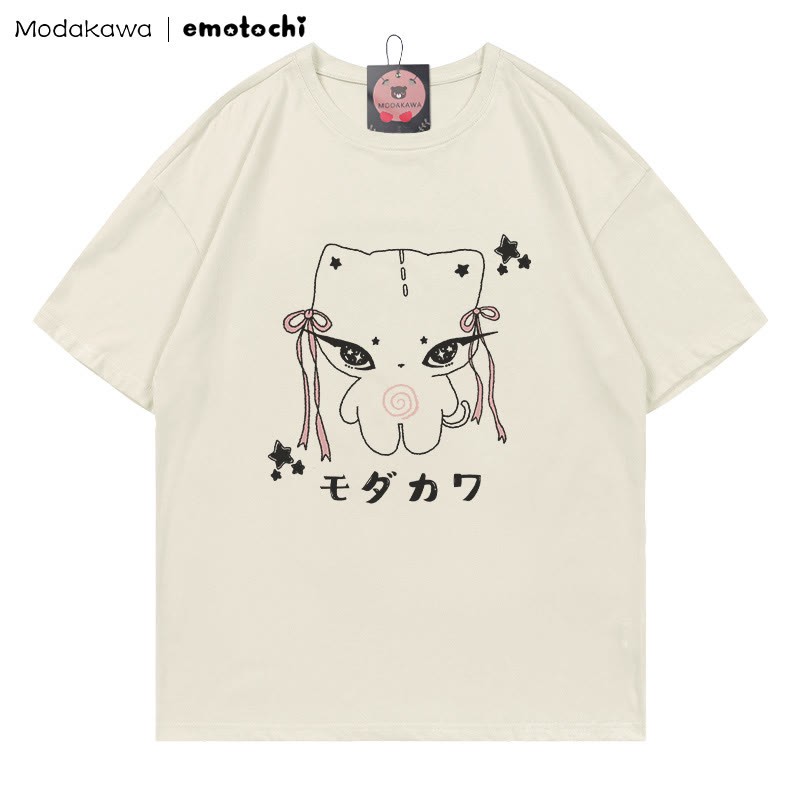 MODAKAWA X emotochi Bow Kitty Print T-Shirt - Beige - 5XL - image 3