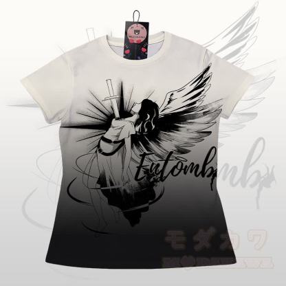 ENTOMB Grafik-Gradienten-T-Shirt Shorts Modakawa passendes Outfit - Schwarzes und beiges T-Shirt - 5XL - image 4