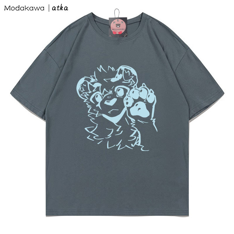 MODAKAWA X atka Tiger Paw Wave Grafik T-Shirt - Grey - 5XL - image 4