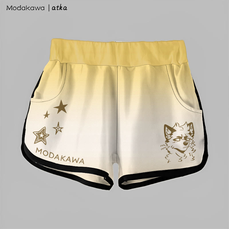 MODAKAWA X atka Gradient Cheeky Fox Graphic Shorts - Yellow - 5XL - image 2