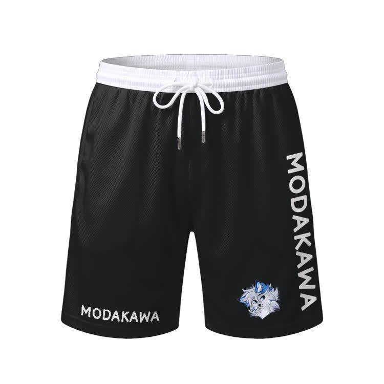 MODAKAWA X Space White Barker Graphic Herren-Sport-T-Shirt mit Kordelzug und passender Shorts - Black Shorts - 5XL - image 10