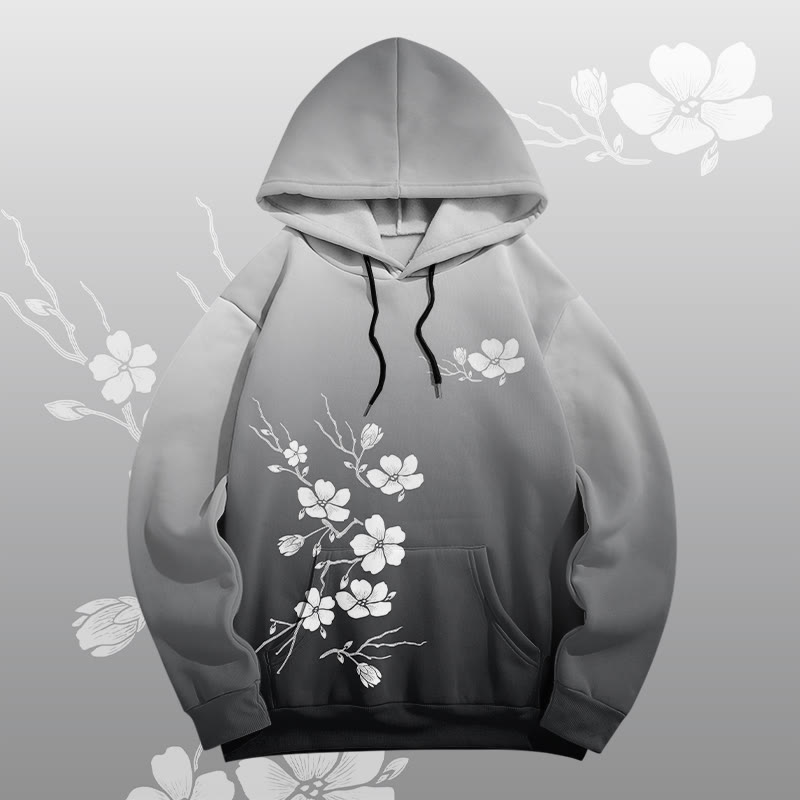 MODAKAWA Vintage Pullover Hoodie mit Pflaumenblüten-Grafik - image 4