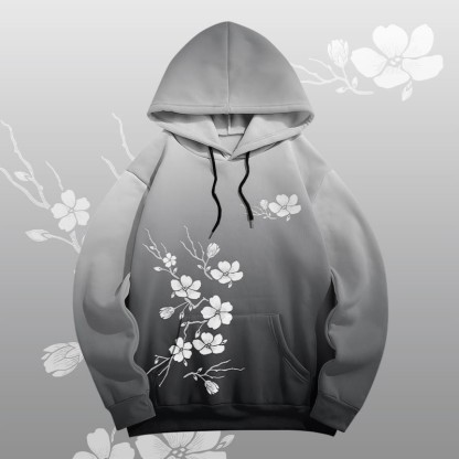 MODAKAWA Vintage Pullover Hoodie mit Pflaumenblüten-Grafik - image 4