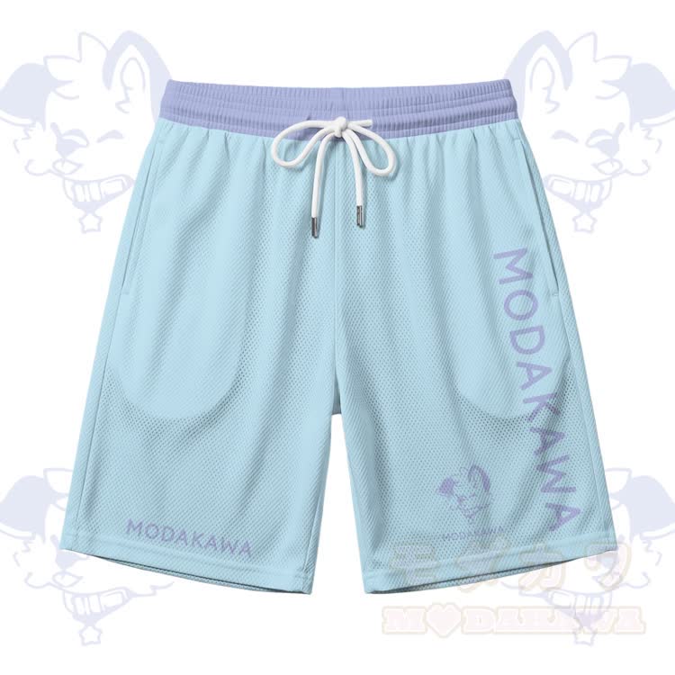 MODAKAWA X popipeko Puppy Graphic Sportliches ärmelloses schnelltrocknendes Tanktop mit Shorts und passendem Outfit - Hellblaue Shorts - 5XL - image 10