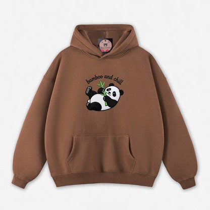 BAMBOO AND CHILL Panda Graphic Loose Hoodie - Brown - 5XL - image 8