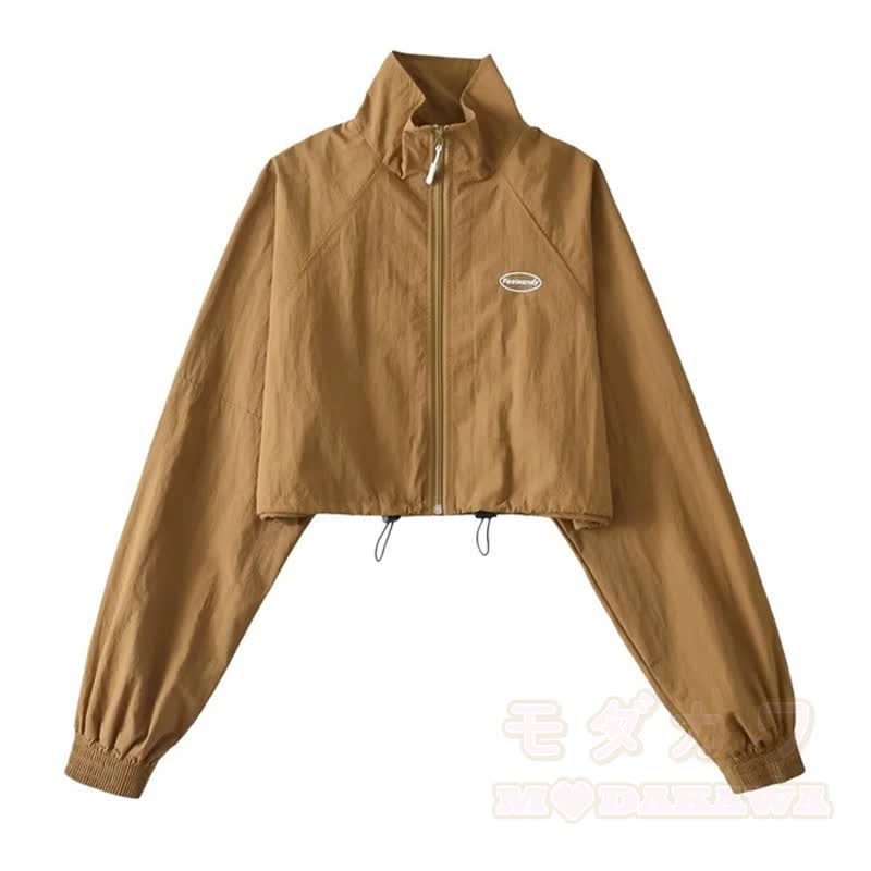 Lässige, kurze Jacke mit Reißverschluss und Stehkragen - Gelb - L - image 11